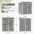 thumbnail image 6 of ELPOSUN Resin Storage Shed with Lockable Doors and Air Vents, 6 x 6 ft, Grey & White, 6 of 8