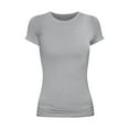 thumbnail image 6 of Women's Basic Crew Neck Tee – Soft Breathable Cotton Short Sleeve Shirt, Oversized Casual T-Shirt | Yubnlvae | Womens Basic Solid Color Crew Neck Short Sleeve Long Tee (Gray 1 | M), 6 of 6