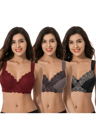 JustVH Women Sexy See-Through Banding Wire Free Bralette Solid Color Mesh  Lingerie Two-Piece Bra Set 