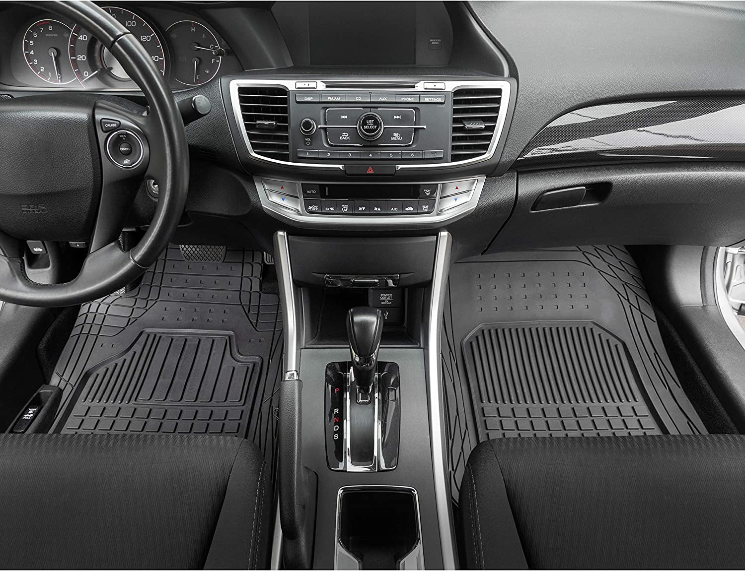 Motor Trend Flextough Semi-Custom Fit Car Floor Mats for Auto - Odorless Heavy Duty Rubber Floor Liners 4 Pieces Set - Trimmable (Black) (MT190)