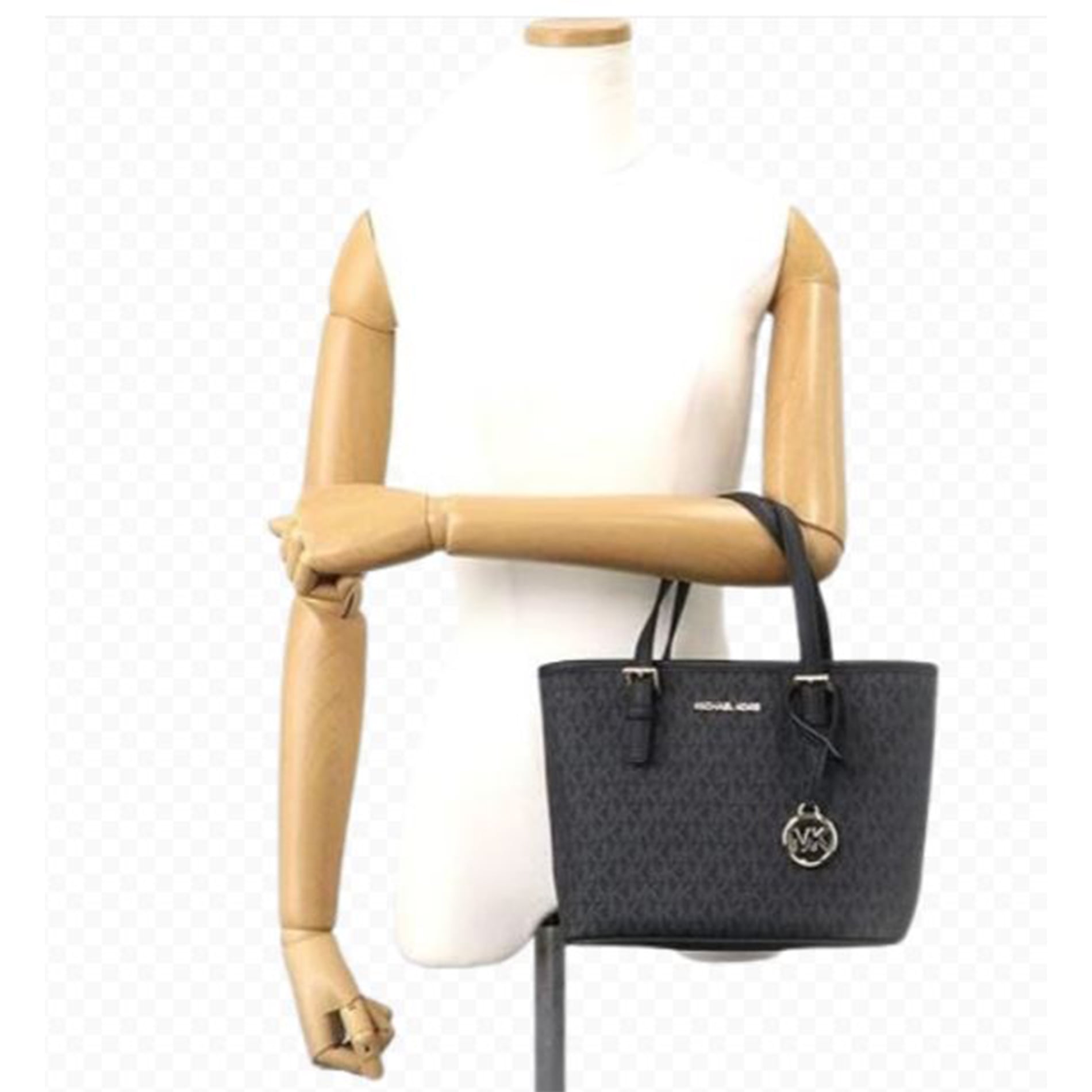 Michael Kors Michael Kors XS Carry All Jet Set Travel Womens Tote (BLACK SIG/GOLD)