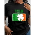 thumbnail image 1 of Clover & Letter Print Comfy T-Shirt, Round Neck Short Sleeve Sports Tee, Women's Activewear, 1 of 6