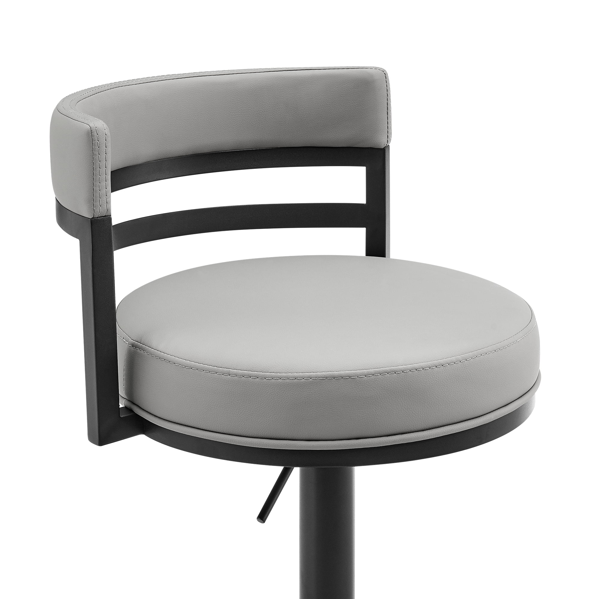 Judi Modern Industrial Swivel Metal Adjustable Height Barstool With Faux Leather Seat