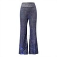 thumbnail image 4 of Vintage Glitter Pants Womens 2024 Party Club Casual Streetwear High Rise Wide Leg Trousers Full Length (X-Large, Blue), 4 of 4