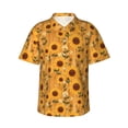thumbnail image 2 of Picia Modern Wood Grain Sunflower Gentle Cotton Regular Fit Short Sleeve Casual Hawaiian Shirt for Men-Small, 2 of 8