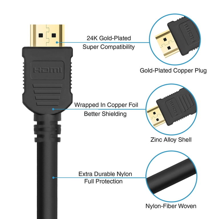 UltraPoE 6FT HDMI Cables 5 Pack Compatible UHD TV Blu-Ray Xbox PS4