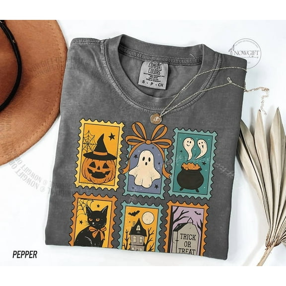 Halloween Cute Ghost Pumpkin Cat Shirt, Cute Ghost Shirt, Retro Ghost Tee, Women's Halloween Shirt, Fall Spooky Cat shirt