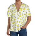 thumbnail image 3 of Fotbe Yellow Lemon Leaves print Short Sleeve Button Down Shirts for Men Casual Summer Beach Wrinkle Free Shirt-Large, 3 of 7