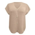 thumbnail image 5 of YDFCWXW Womens Summer Oversized Cardigans Batwing Short Sleeve Lightweight Button V Neck Casual Knit Sweater Tops Khaki, XXL, 5 of 6