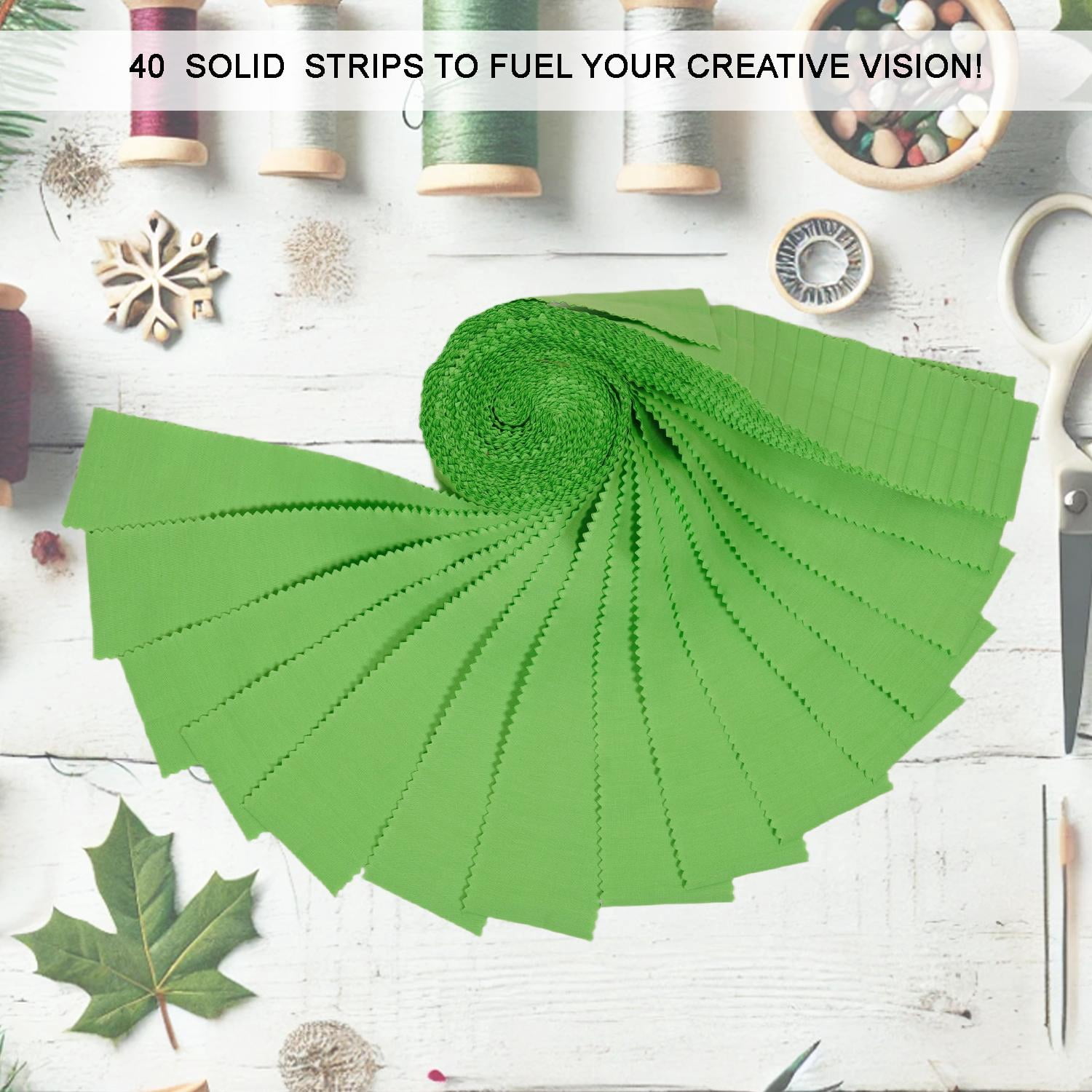 Soimoi Solid Jelly Roll 40 Strip Assorted Bundle, Fabric Strips for Quilting, Crafting and Sewing, 100% Cotton Fabric Jelly Roll Bundle For Scrapbooking, Precut Quilt Project, DIY Crafts- Fresh Green