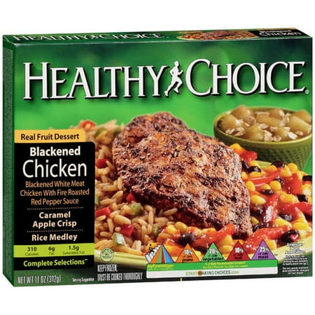 Healthy Choice: Blackened Chicken Blackened White Meat Chicken W/Fire Roasted Red Pepper Sauce, Caramel Apple Crisp, Rice Medley Meal, 11 oz