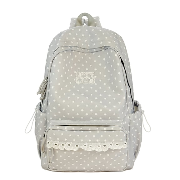 Polka Dot Print Lace Backpack, Large Capacity Multi-Pocket School Bag with Compartments for Travel Outdoor (Grey 430*300*140)
