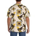 thumbnail image 3 of Gukieu Yellow Flowers Hummingbird Print Men's Short-sleeved Shirts, Button-down Pocket Shirts, T-shirts, Beach Vacation Travel Summer Clothing-Small, 3 of 5