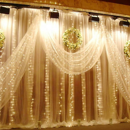TORCHSTAR 9.8ft x 9.8ft LED Curtain Lights, Starry Christmas String Light, Indoor Decoration for Festival, Wedding, Party, Living Room, Bedroom, Soft