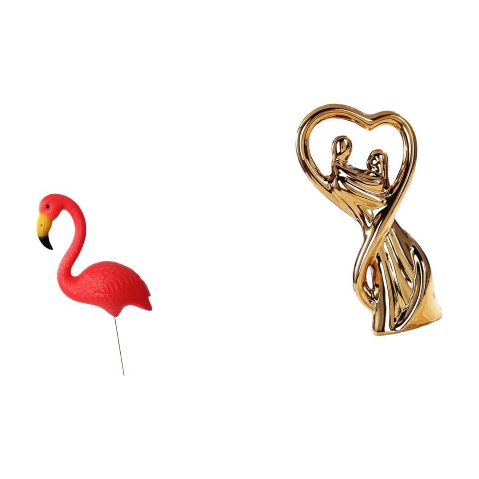 Miulika Flamingo Fairy Garden Sculpture Ornament for Spring Holiday Yard Art with Couple Statue Figurine Lovers Gift for Anniversary Family