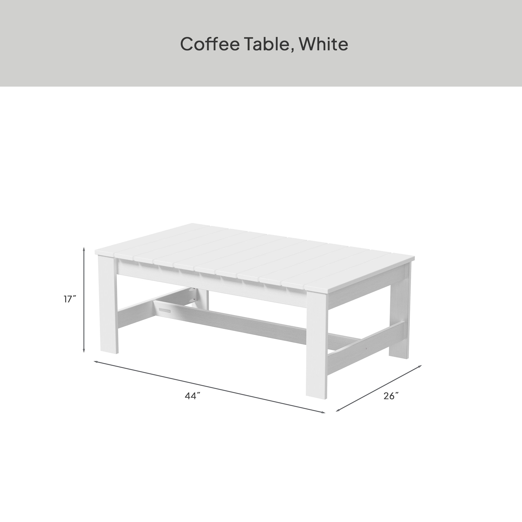 Better Homes & Gardens Ezra Outdoor HDPE Coffee Table, White