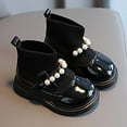 thumbnail image 2 of Huowey Baby Winter Girls Fashionable Leather Shoes Children Woven Mouth Dance Shoes Versatile Footwear, 23, 2 of 5