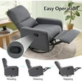 thumbnail image 4 of Jocisland Swivel Glider Rocking Recliner Chair for Adults, Nursery Rocker Reclining,  Upholstered Single Sofa Armchair for Living Room Bedroom Nursing, Linen Gray, 4 of 9