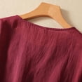 thumbnail image 4 of Oversized Tshirts for Women, Fashion Casual Solid Color Embroidered Cotton Linen Tops, Red M, 4 of 9