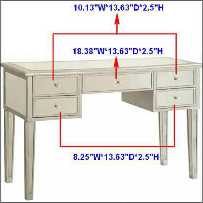 Damina 5-drawer Writing Desk Antique Silver - image 2 of 3