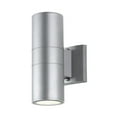 thumbnail image 2 of JONATHAN Y Duo 6" 2-Light Modern Midcentury Cylinder Outdoor Metal/Glass Integrated LED Sconce with Uplight, Silver, 2 of 9