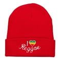 thumbnail image 5 of Rasta I Love Reggae Embroidered Long Beanie - Red OSFM, 5 of 5