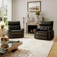 thumbnail image 5 of M optimized Rocker Swivel Recliner Chair, Extra Wide PU Leather Manual Recliner for Adults, Large Lazy Chair with 1.5X Sponge Comfort Arm and Back for Living Room, Bedroom, 5 of 5