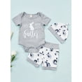 thumbnail image 2 of Honganda Bébé Fille/garçon Hauts Amples Col Rond Manches Courtes Rabbit Barboteuse Shorts, 2 of 9