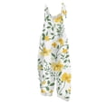 thumbnail image 2 of Linen Jumpsuits for Women Boho Floral Gardening Overalls Loose Fit Plus Size Rompers Bohemian Travel Vacation Baggy Clothes Orange 2XL, 2 of 5