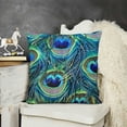 thumbnail image 2 of YINGXI  Green and Blue Peacock Feathers Pillow Covers Decorative Throw Pillowcase  Square Couch Cushion Cover for Home Decor Sofa Living Room Bed Car Sofa 20x20in, 2 of 5