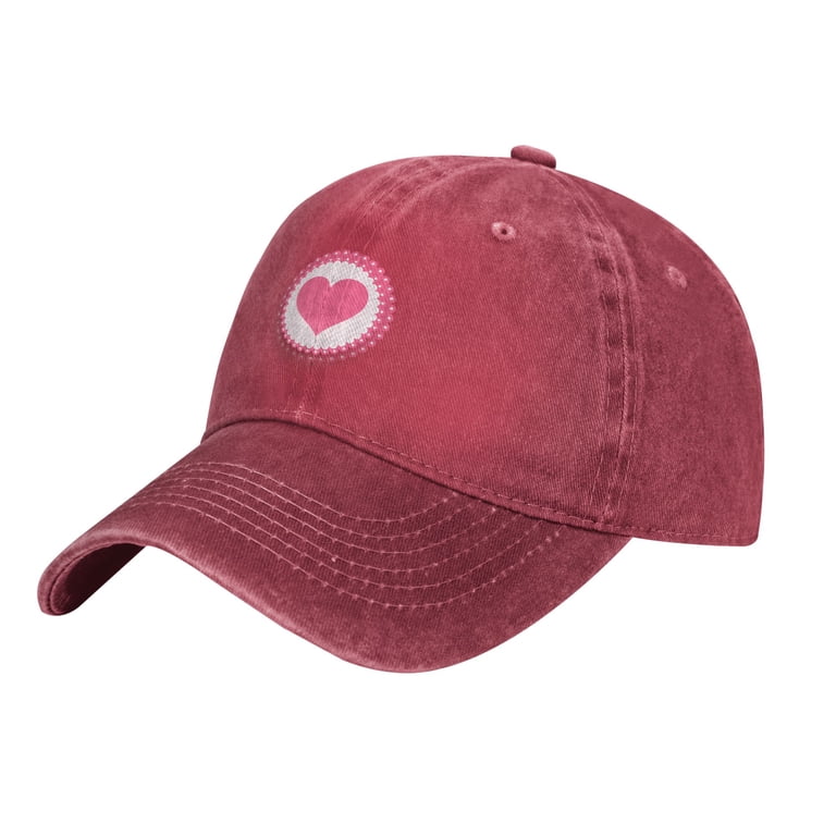 DouZhe Adjustable Washed Cotton Baseball Cap - Pink Heart  display picture 1
