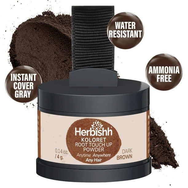 Koloret Root Touch Up Powder– Dark Brown Powder for Women & Men, Instant Root Cover Up for Gray Coverage, Hairline Concealer for Thinning Hair & Bald Spots, Water-Resistant & Smudge-Proof, 4g