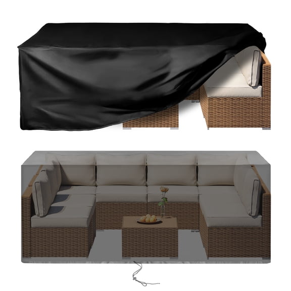 Shade&Beyond Custom Size 72"x28"x28" Rectangular Patio Furniture Cover,Heavy Duty 420D Oxford PU Coated Waterproof Outdoor Table & Chair Cover,UV Resistant,Black