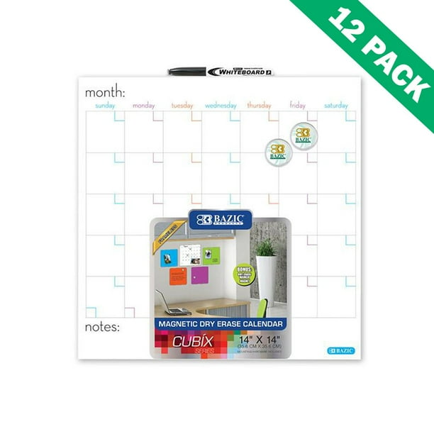 Dryerase Calendar, Office Wall Mounted 14x14 Dry Erase Calendar Board