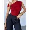 thumbnail image 2 of Women'S Off the Shoulder Tops Mental Elegant Asymmetrical Dressy Top Going Out Outfits Red L, 2 of 9