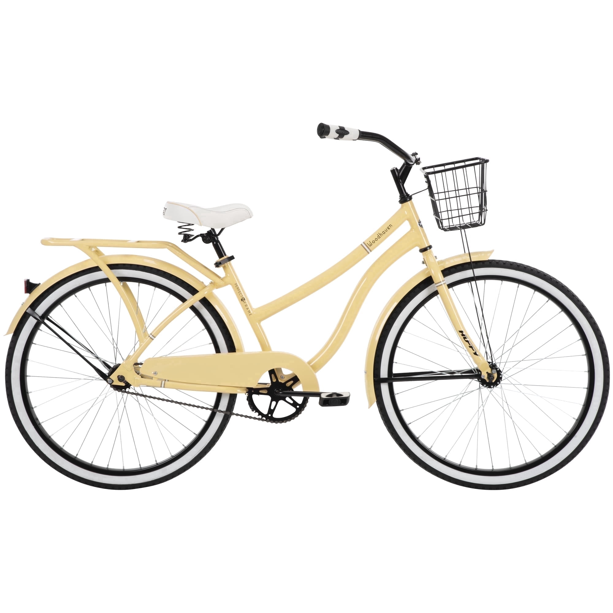 Huffy 26" Woodhaven Cruiser Bike, Fits Riders 60"+, Cream Yellow, Adult, Women's