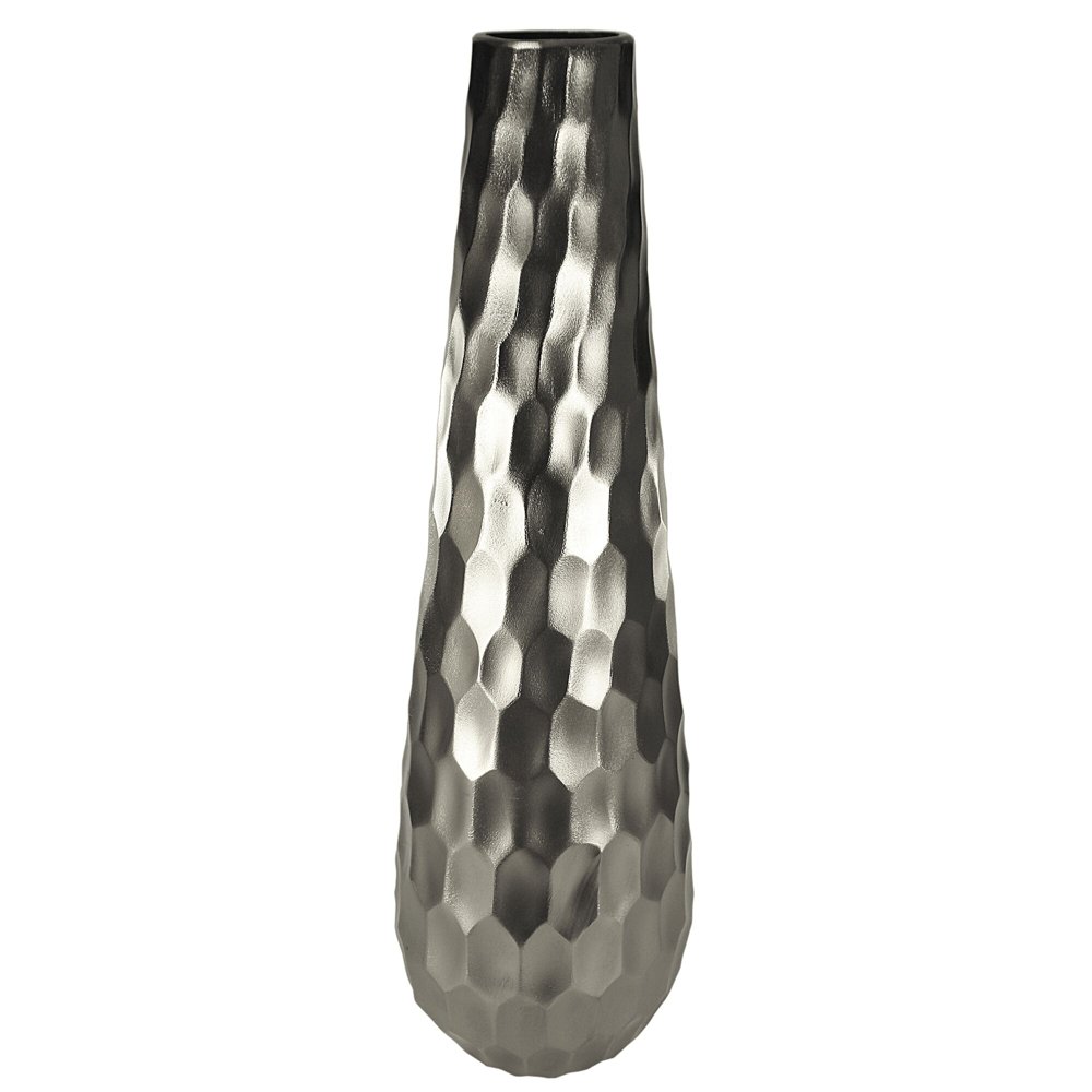 Metal vase (Silver) with Hammered Textured Surface