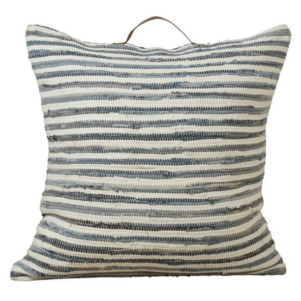 Saro Lifestyle 4873 Dn30sc 30 In Square Chindi Floor Pillow Cover With Striped Denim Design Walmart Com Walmart Com