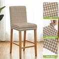 thumbnail image 4 of Brown Plaid Bar Stool Covers - Stretch Dining Chair Covers Set of 4, Gingham Checked Minimalist Modern Bar Chair Cover Removable Counter Stool Pub Chairs Slipcovers Protectors for Kitchen/Cafe, 4 of 9