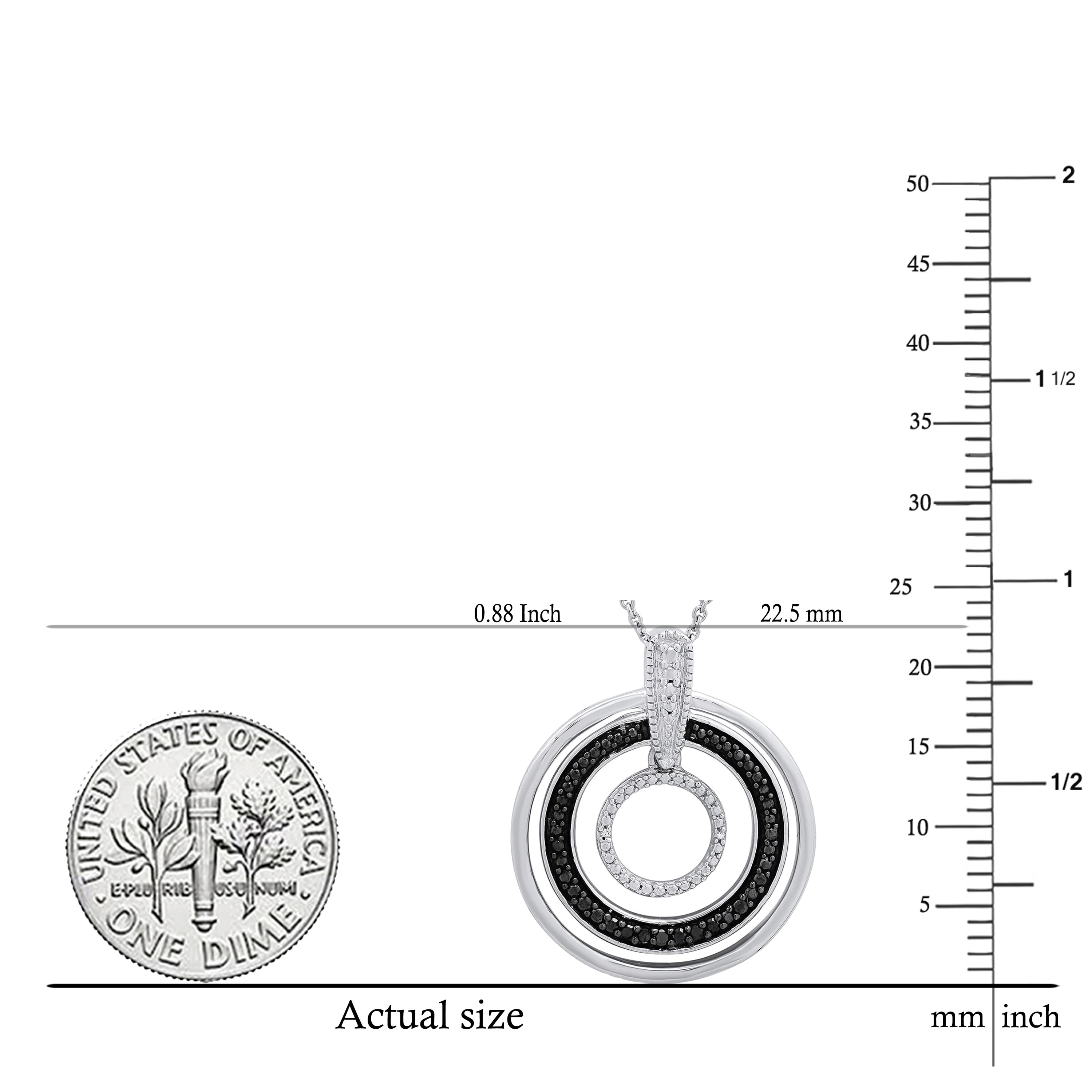 Dazzlingrock Collection 0.07 Carat (ctw) Round Black & White Diamond Circle Pendant for Women with 18 Inch Silver Chain in 925 Sterling Silver