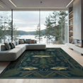 thumbnail image 2 of ODIKA 8'x10' Washable Area Rug Non-Shedding, Easy Care, Bass Lake Vintage Lure Cabin Motif Tackle Border Fish Fishing Refined Structured for King Size Bedroom Under Bed, Master Suite, 2 of 7