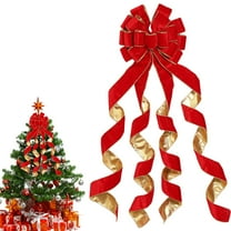 HomelyJoy Ribbon Tree Topper, Christmas Tree Topper Bow, Large Velvet Bow Topper, Decorative Christmas Tree Bow for Xmas Tree, Wreath, Door, Festival Home Decor