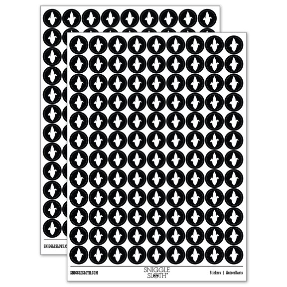 Corn on the Cob Solid Round Sticker Set - Black - Gloss Finish - 0.50" Size