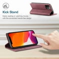thumbnail image 5 of Dteck Case for Apple iPhone 12 Pro / 12 6.1", Retro Style Wallet Phone Case Stand Credit Card Slot Premium Protective PU Leather Flip Magnetic Case Cover, Winered, 5 of 6