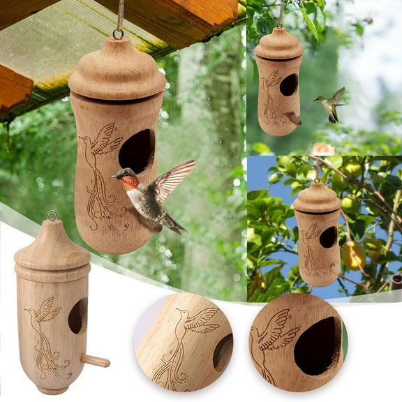Bird Wooden Hummingbird 2025 Hummingbird Outdoor Hanging with Rope for Gardening Home Decoration