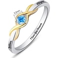 thumbnail image 3 of JQUEEN Infinity Custom Rings with 1 Birthstone for Her Simulated Birthstone 925 Sterling Silver Engraved Rings for Women Eternity Wedding Band Cubic Zirconia Engagement Promise Ring, 3 of 5