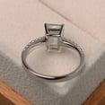 thumbnail image 2 of Natural Certifed 925 Sterling Silver Emerald Cut Green amethyst statement ring Wedding Ring Woman Gift For Her Birthstone Gift, 2 of 3