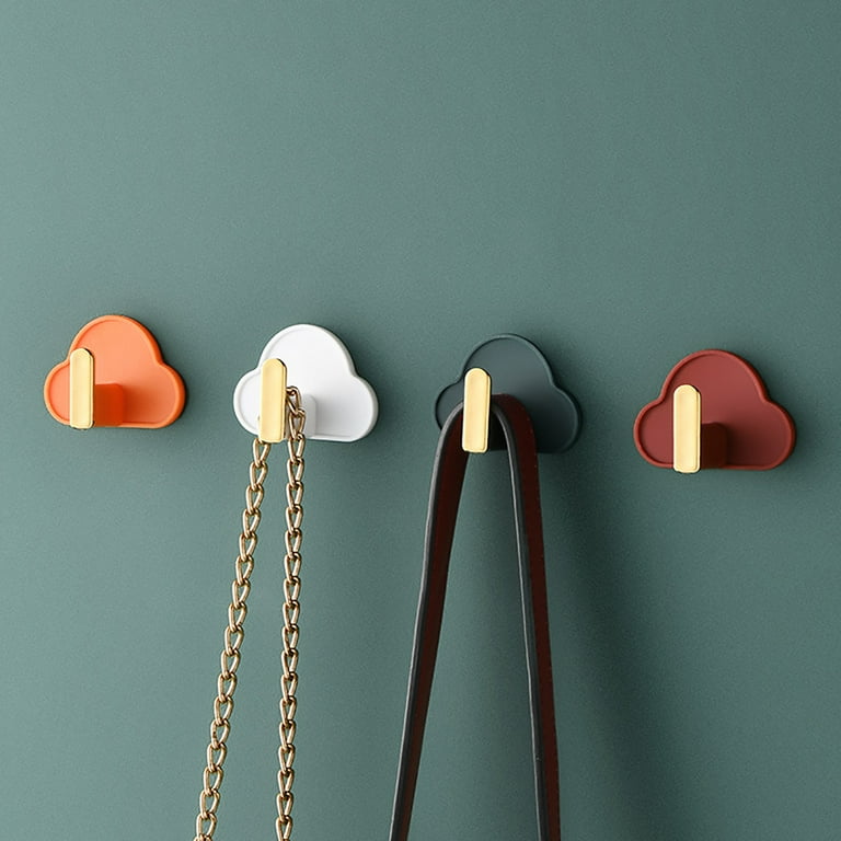 4Pcs Cloud Adhesive Hooks, Cute Wall Hangers without Nails