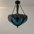 thumbnail image 5 of Tiffany Pendant Lights Ceiling Light Green Brown Stained Glass LED Bulbs Included for Dining Room Living Room Bedroom 16"W*16"D*60"H, 5 of 8