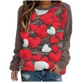 thumbnail image 1 of VALMASS Chandails en Molleton Col Rond pour Femmes Saint-Valentin Imprimé Floral Manches Longues Mode Décontractée Blouses Sans Capuche (TG, Rouge), 1 of 4
